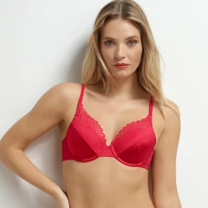 Soutien-gorge à armatures en satin et dentelle Rouge Dim ChocoLove