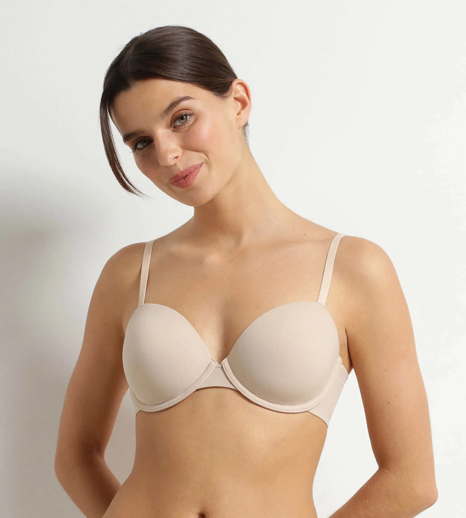 Soutien-gorge paddé à armatures en microfibre Nude Dim Invisible – Image 2