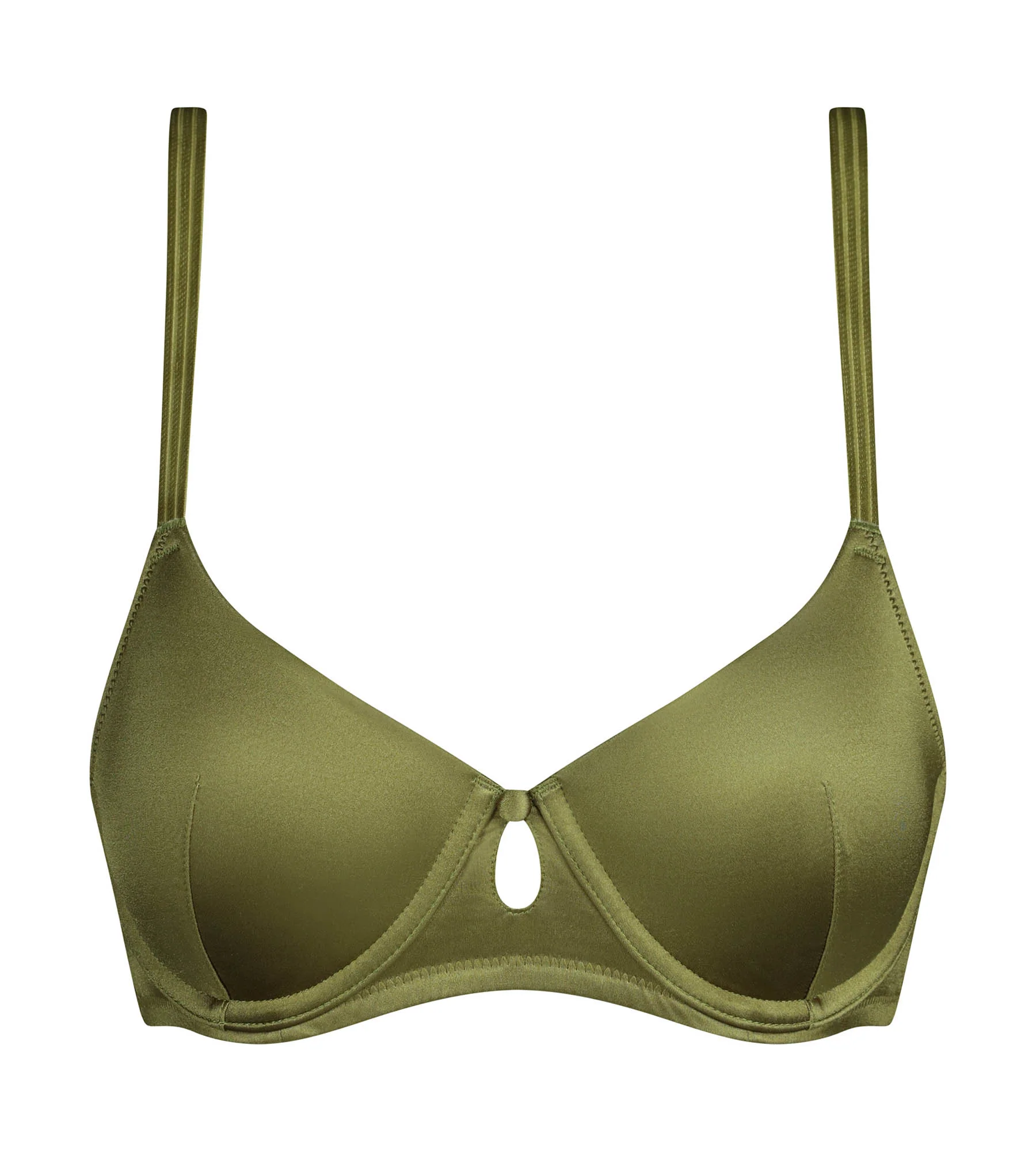 Soutien-gorge paddé à armatures Vert Kaki Silk Radiance – Image 6