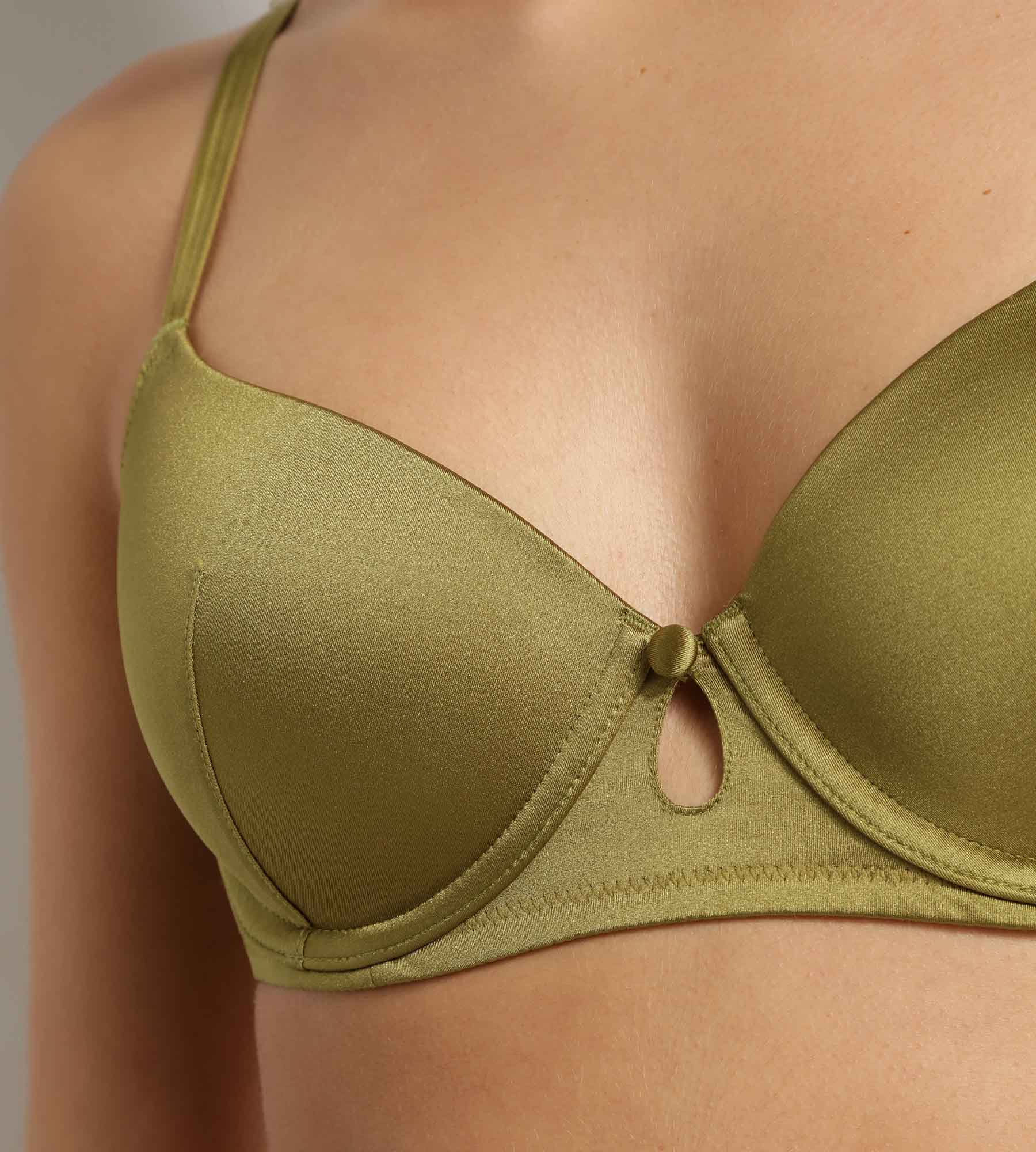Soutien-gorge paddé à armatures Vert Kaki Silk Radiance – Image 7