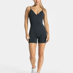 Essence V-Back Covert Scrunch Shorts Jumpsuit "Ebony"