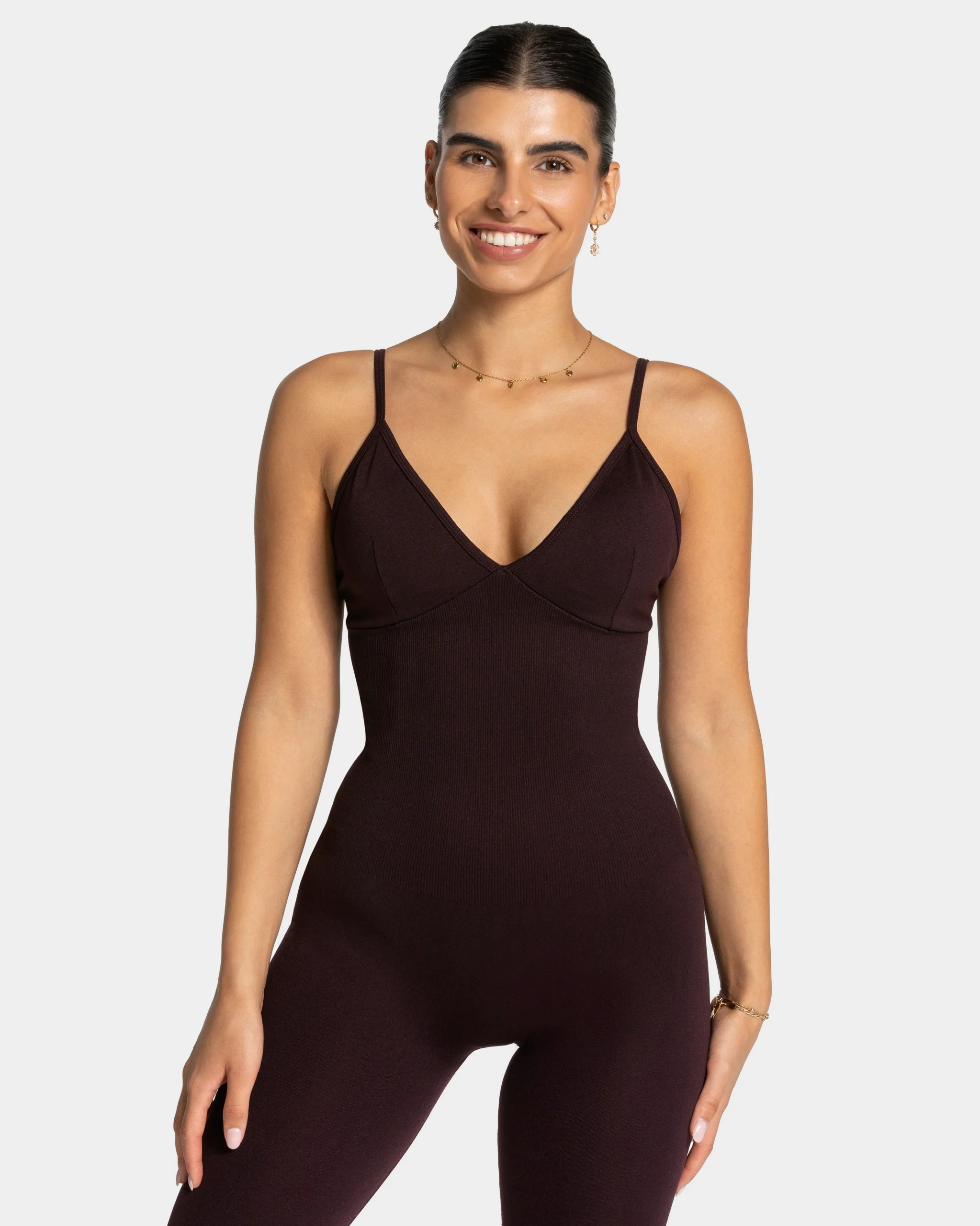 Essence V-Back Covert Scrunch Jumpsuit "Merlot" – Image 3