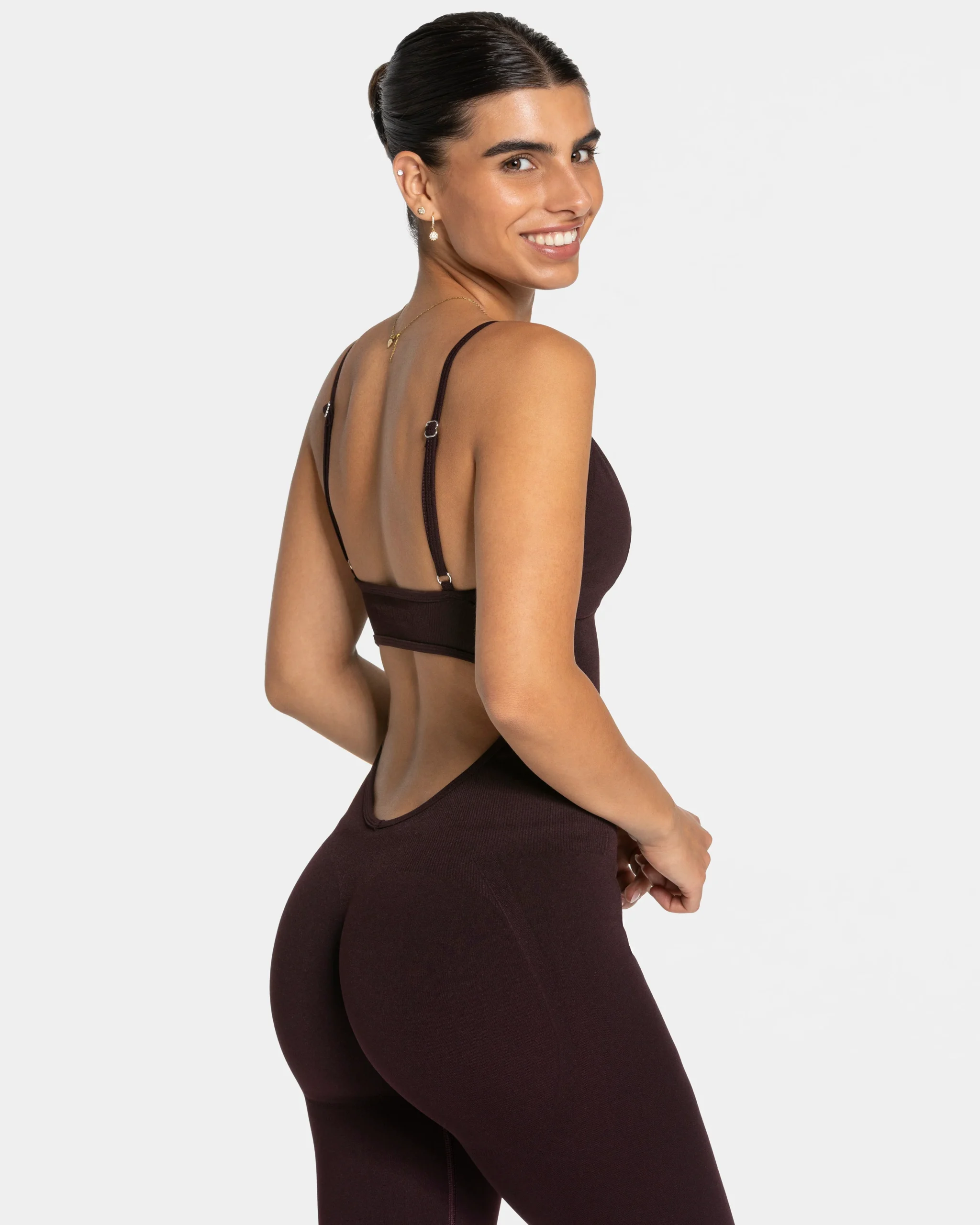 Essence V-Back Covert Scrunch Jumpsuit "Merlot" – Image 4