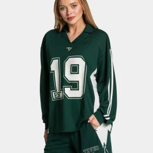 Football Polo Longsleeve "Dunkelgrün"