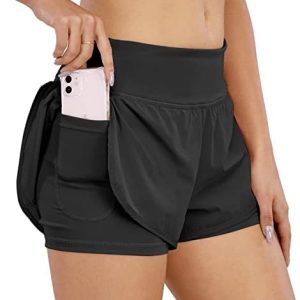 Short de Course pour Femmes: 2 en 1 avec Poche, Taille Haute et séchage Rapide – Idéal pour Fitness, Jogging, Gymnase