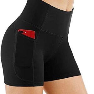 Shorts de Yoga Femme avec 2 Poches, Leggings Court Taille Haute pour Fitness et Running