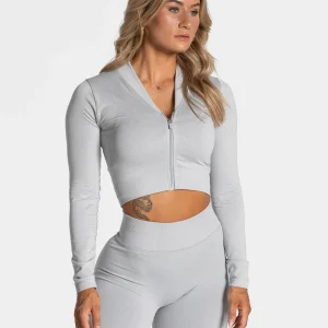 Statement Zip Jacke "Hellgrau"