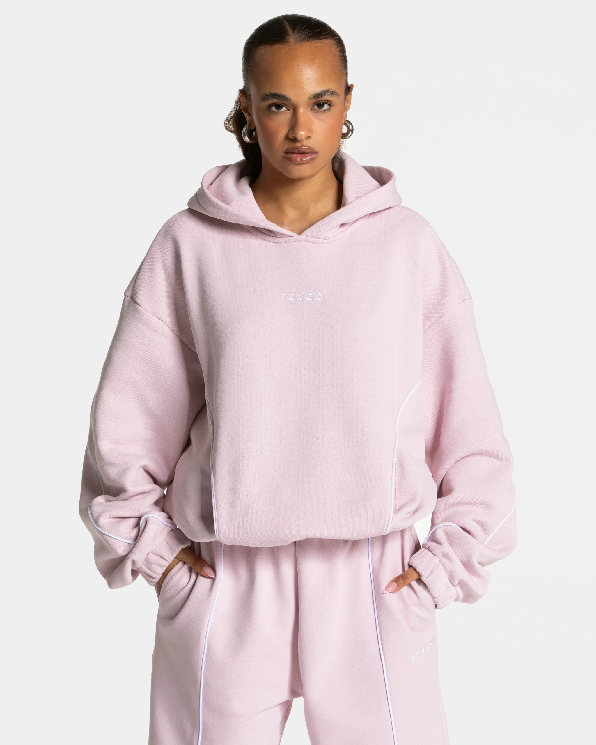 Contrastline Hooded Sweater "Rosa"