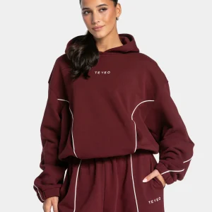 Contrastline Hooded Sweater "Weinrot"