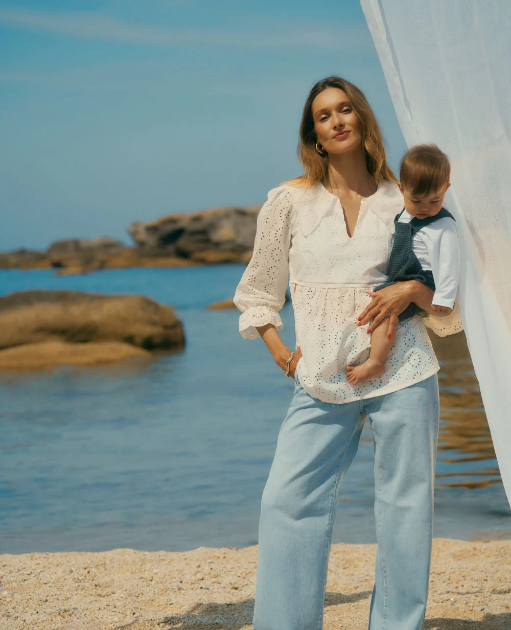 Blouse de grossesse et allaitement Clothilde - Blanc