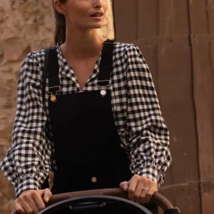 Blouse de grossesse et d’allaitement Eléonore - Noir / Blanc