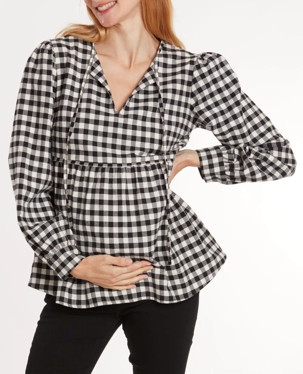 Blouse de grossesse et d’allaitement Eléonore - Noir / Blanc – Image 3