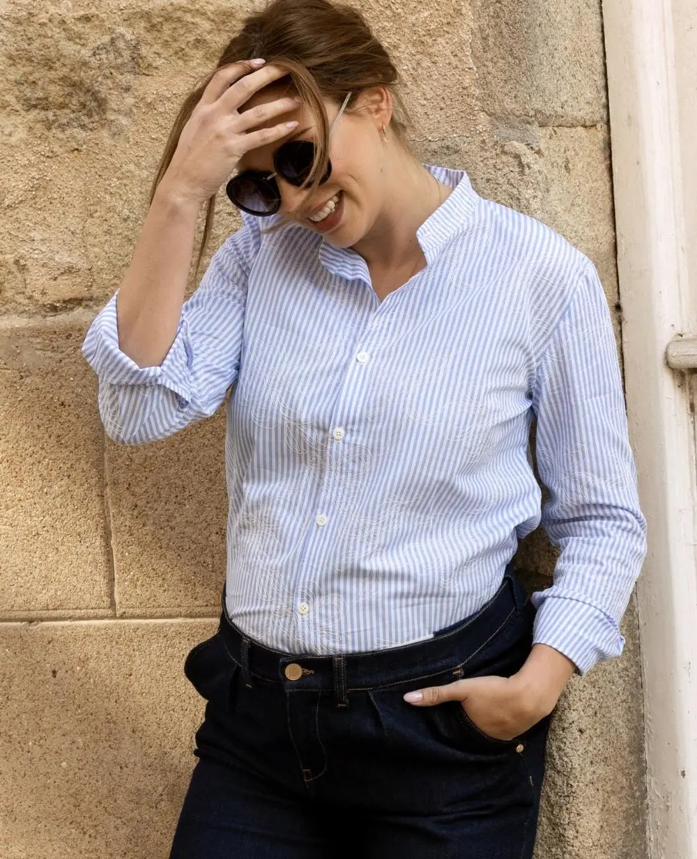 Chemise liquette de maternité Camille - Bleu