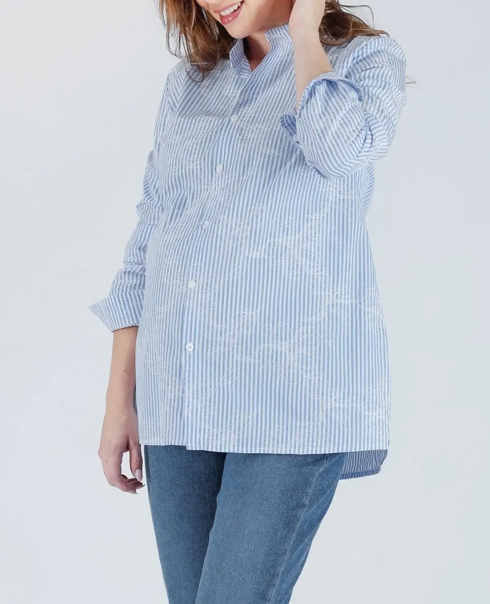 Chemise liquette de maternité Camille - Bleu – Image 3