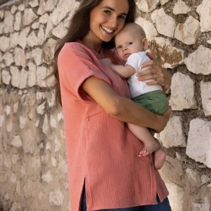 Chemisier de maternité et d’allaitement Valentine  - Saumon