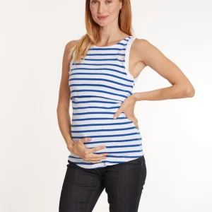 Débardeur de grossesse et d’allaitement Carnac - Blanc/Bleu