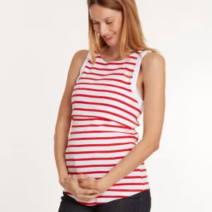 Débardeur de grossesse et d’allaitement Carnac - Blanc/Corail