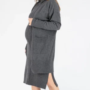 Long cardigan de grossesse en cachemire Laurie  - Anthracite