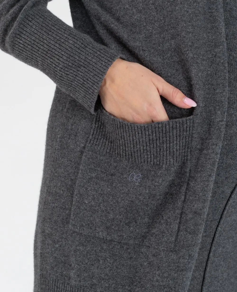 Long cardigan de grossesse en cachemire Laurie - Anthracite – Image 4