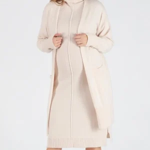 Long cardigan de grossesse en cachemire Laurie - Sable