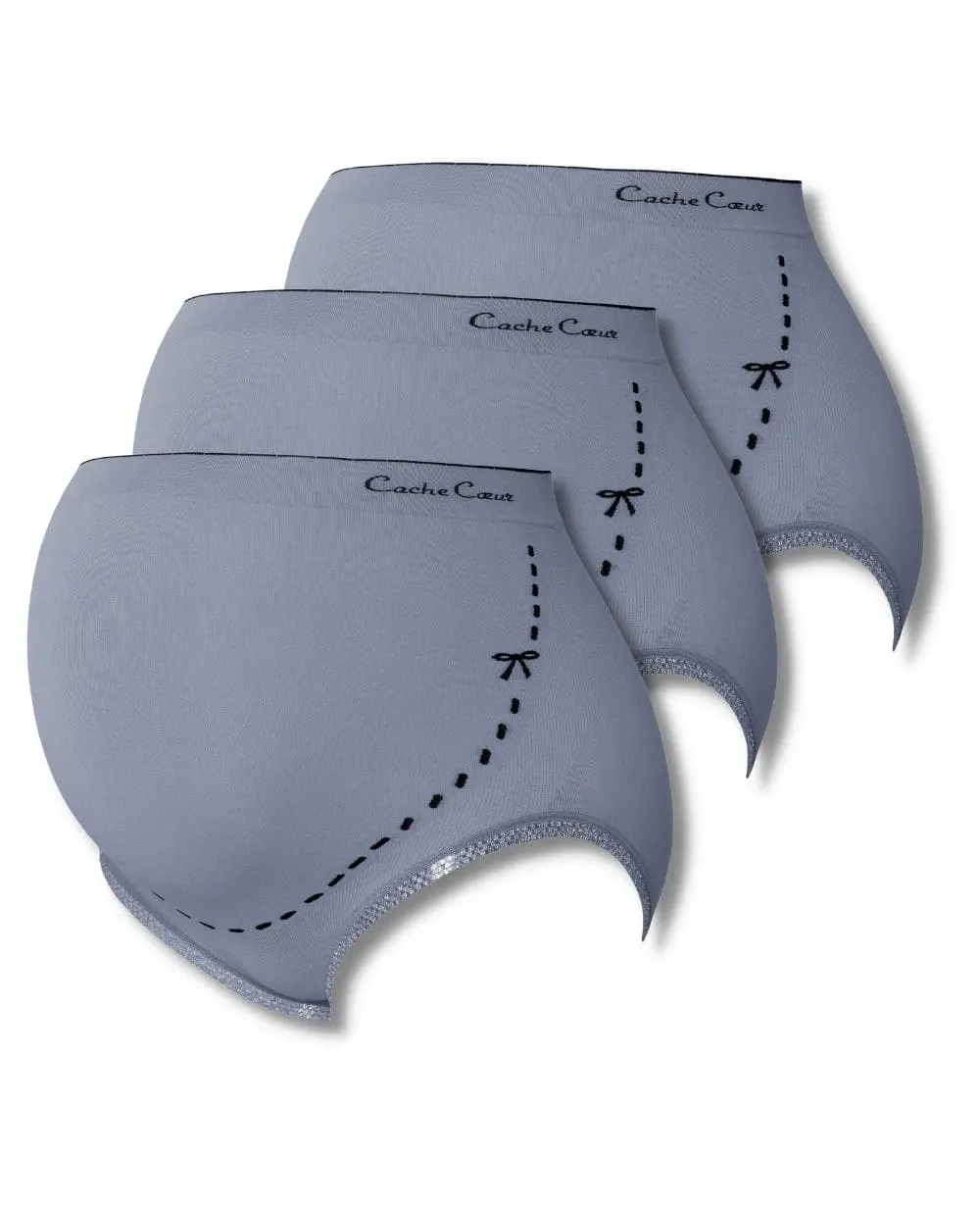 Lot de 3 Maxi Culotte de grossesse Illusion - Gris – Image 2