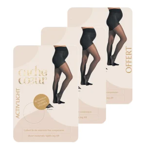 Lot de 3 paires de collants fins (30 deniers) Activ' Light - Noir