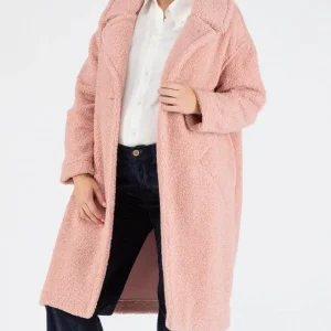 Manteau long de maternité oversize Léonie - Rose