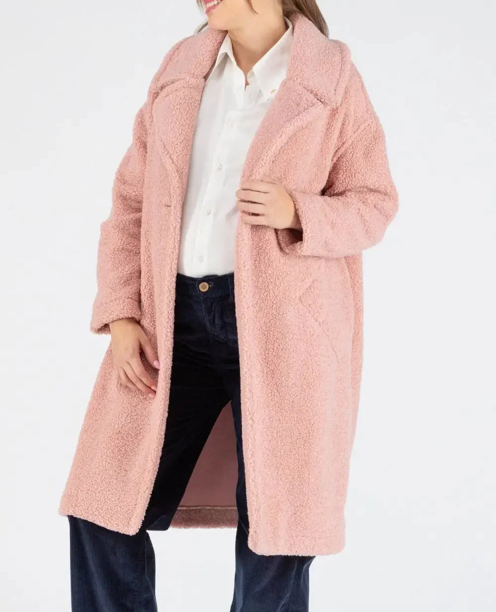 Manteau long de maternité oversize Léonie - Rose