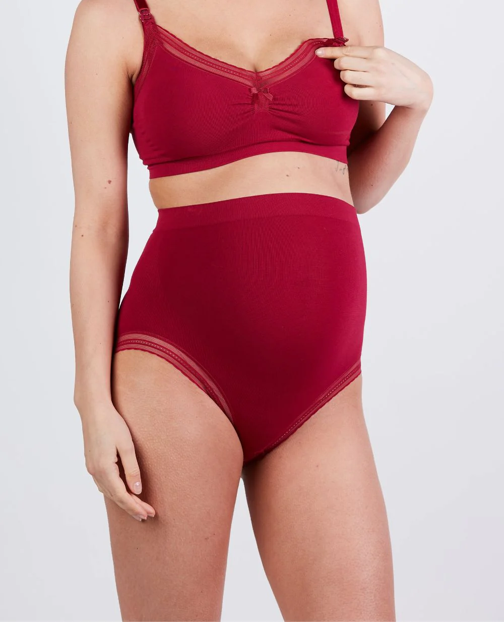 Maxi culotte de grossesse sans couture Milk - Bordeaux