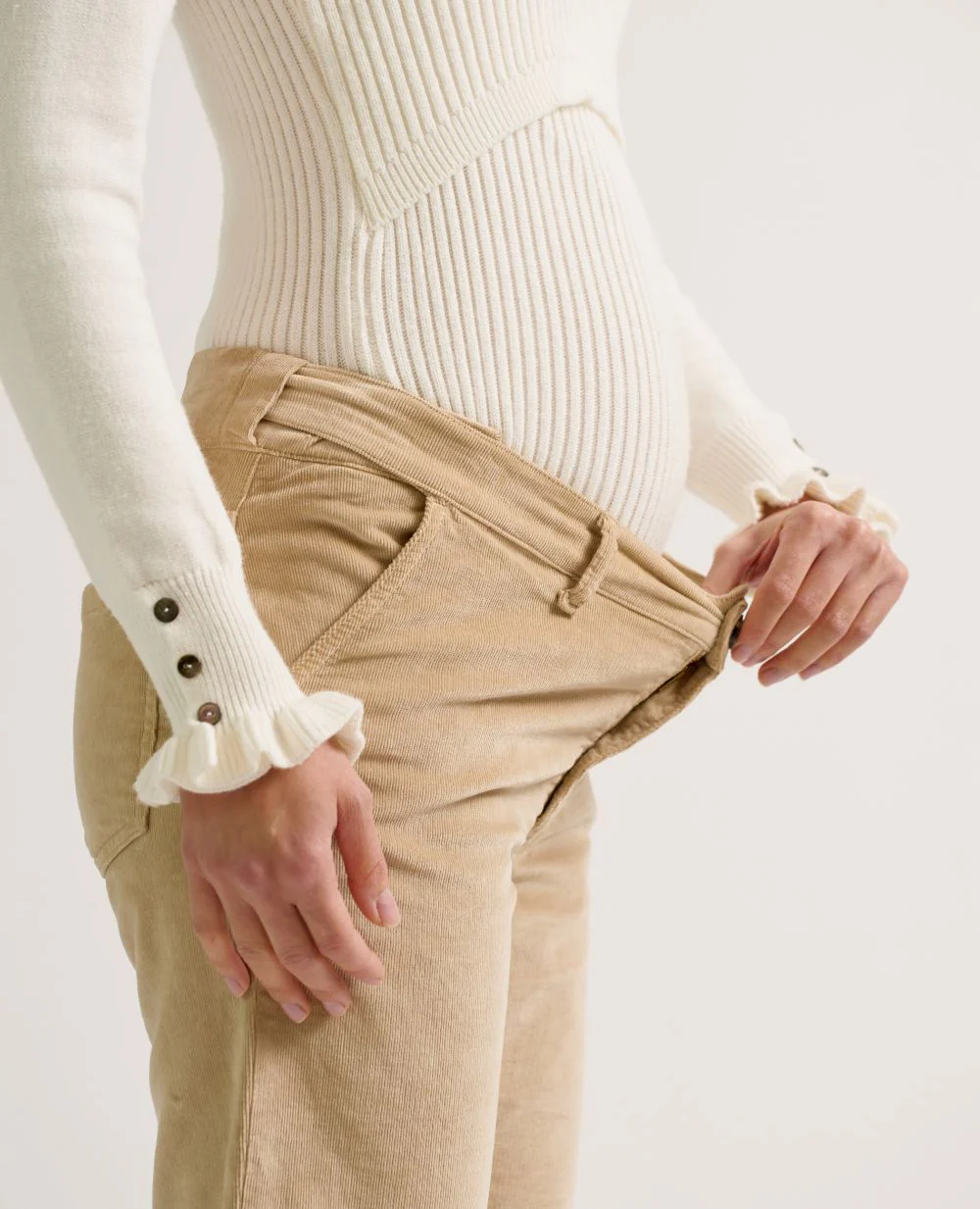 Pantalon droit de maternité William - Noisette – Image 3