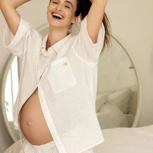 Pyjashort de grossesse et d’allaitement Paulette - Blanc