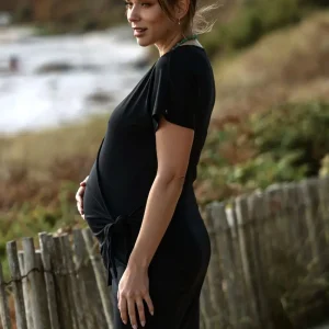 Robe courte de grossesse et d’allaitement Matelot - Noir