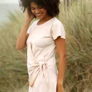 Robe courte de grossesse et d’allaitement Matelot - Rose