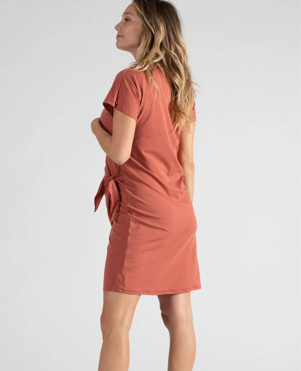 Robe courte de grossesse et d’allaitement Matelot - Terracota – Image 5