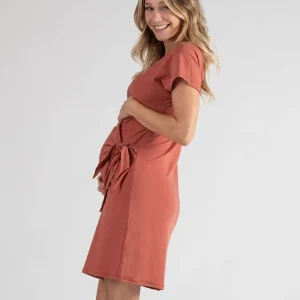 Robe courte de grossesse et d’allaitement Matelot - Terracota