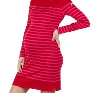 Robe de grossesse marinière Quimper - Rouge / Fuschia