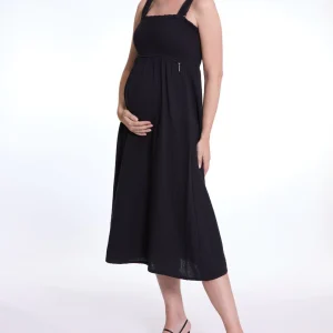 Robe longue de grossesse et d’allaitement Lola - Noir