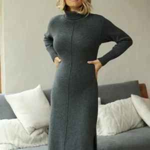Robe pull cachemire grossesse et allaitement Adele - Anthracite