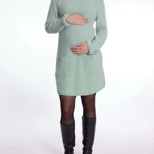 Robe pull de grossesse et d'allaitement Honey - Sauge