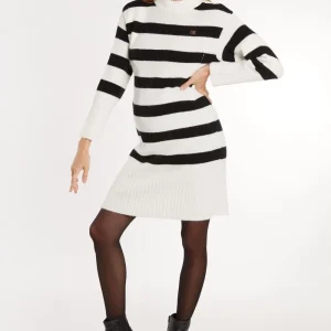 Robe pull de grossesse et d’allaitement Normandie - Noir / Blanc