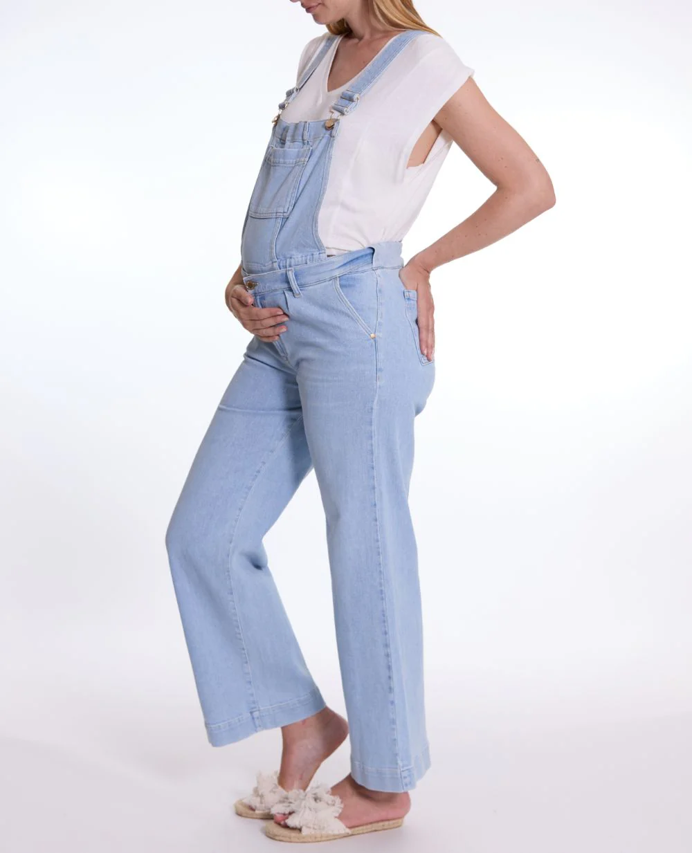 Salopette de grossesse en jean Kelly - Light Blue – Image 4