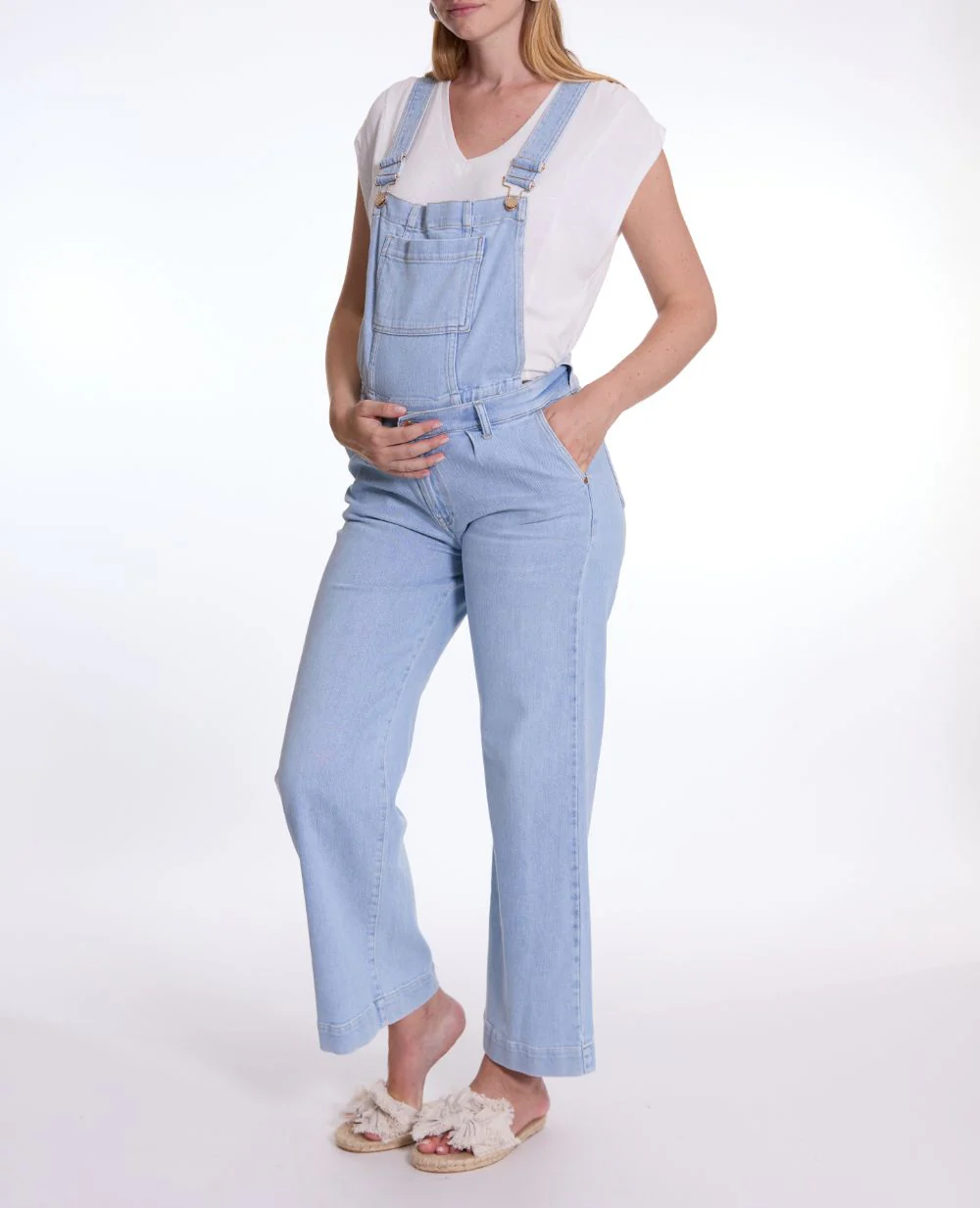 Salopette de grossesse en jean Kelly light - Blue
