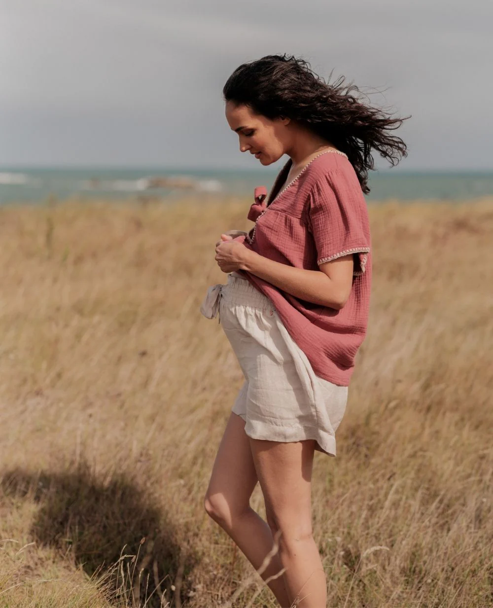 Short de maternité Nubie - Beige – Image 7