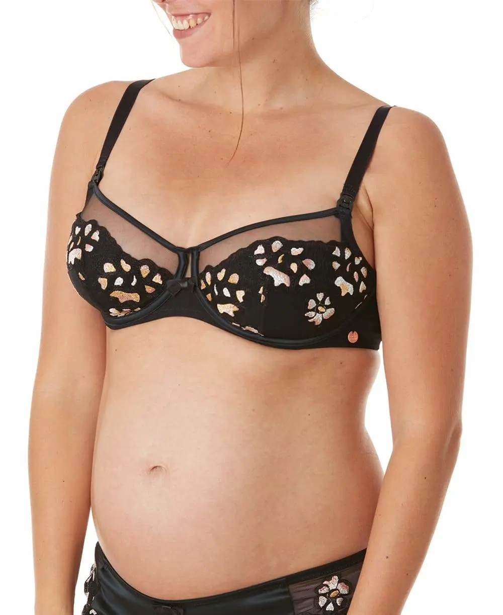 Soutien-gorge de grossesse et d'allaitement avec armatures Cléo - Noir