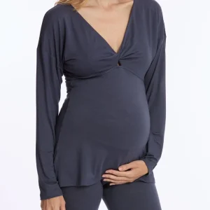 T-shirt manches longues de grossesse et d’allaitement Louna - Bleu nuit