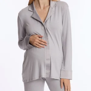 Veste de pyjama de grossesse et d’allaitement Satine - Gris